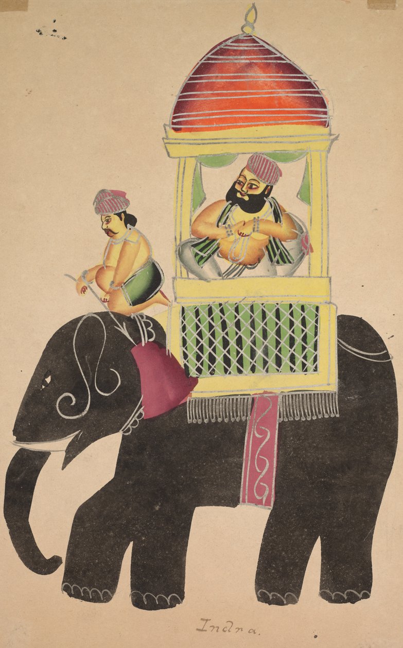 Mahant of Tarakeshwar ratsastaa norsulla, 1800-luku. tekijältä Unbekannt