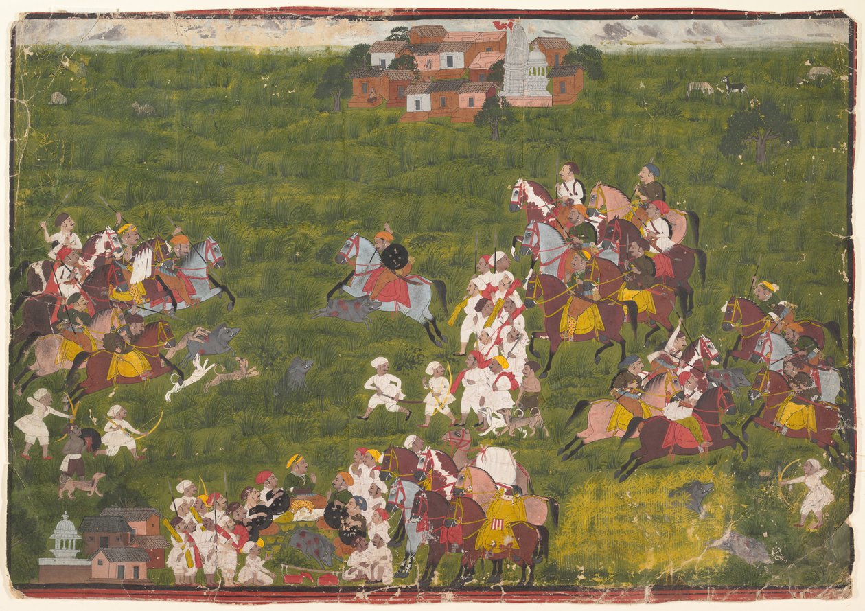 Maharana Sangram Singh Metsästys Wild Bore, Ca. 1725. tekijältä Unbekannt
