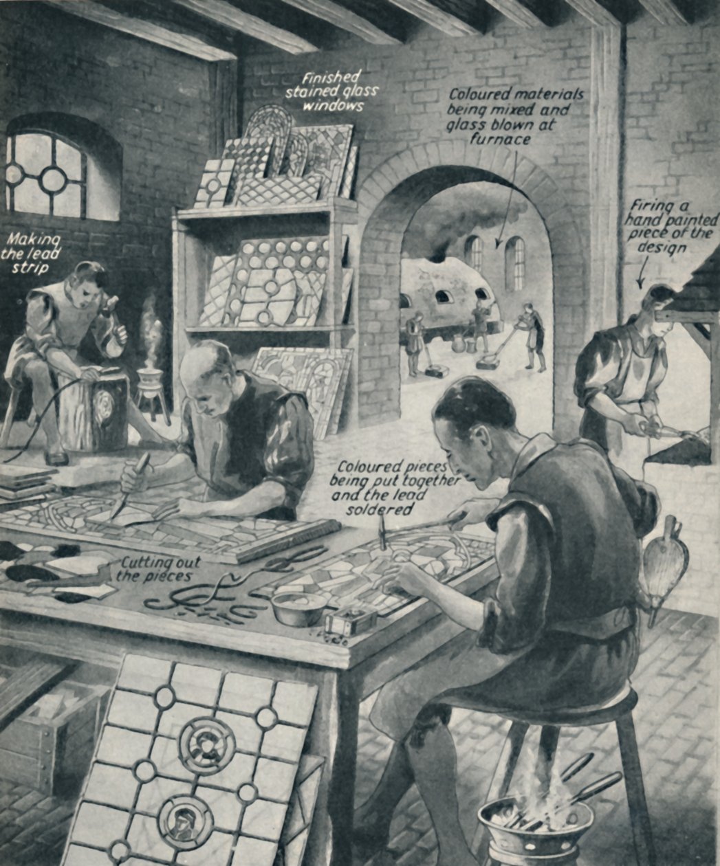Lasimaalauksen tekeminen, c1934 tekijältä Unbekannt