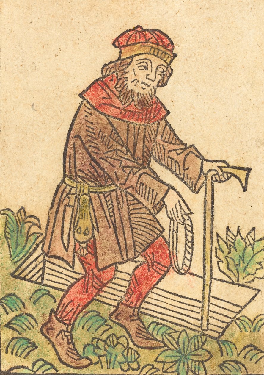 Mies kävelee kohti hautaa, n. 1495. tekijältä Unbekannt