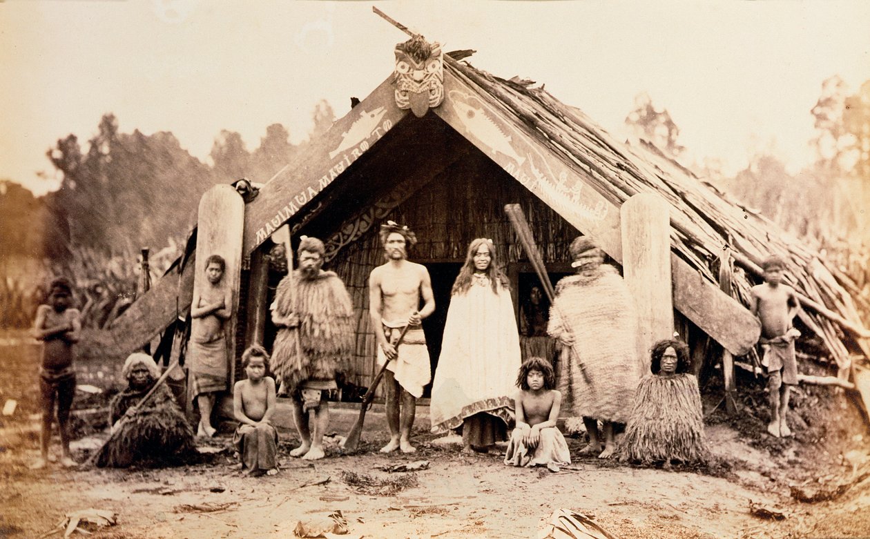 Maoriperhe, Uusi-Seelanti, 1880-luku tekijältä Unbekannt