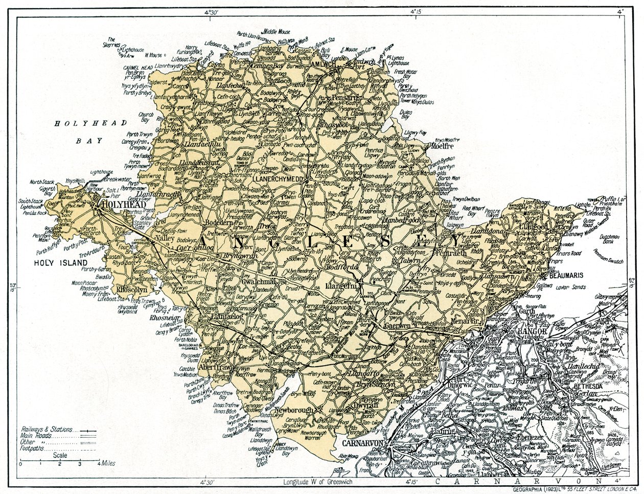 Angleseyn kartta, 1924-1926 tekijältä Unbekannt