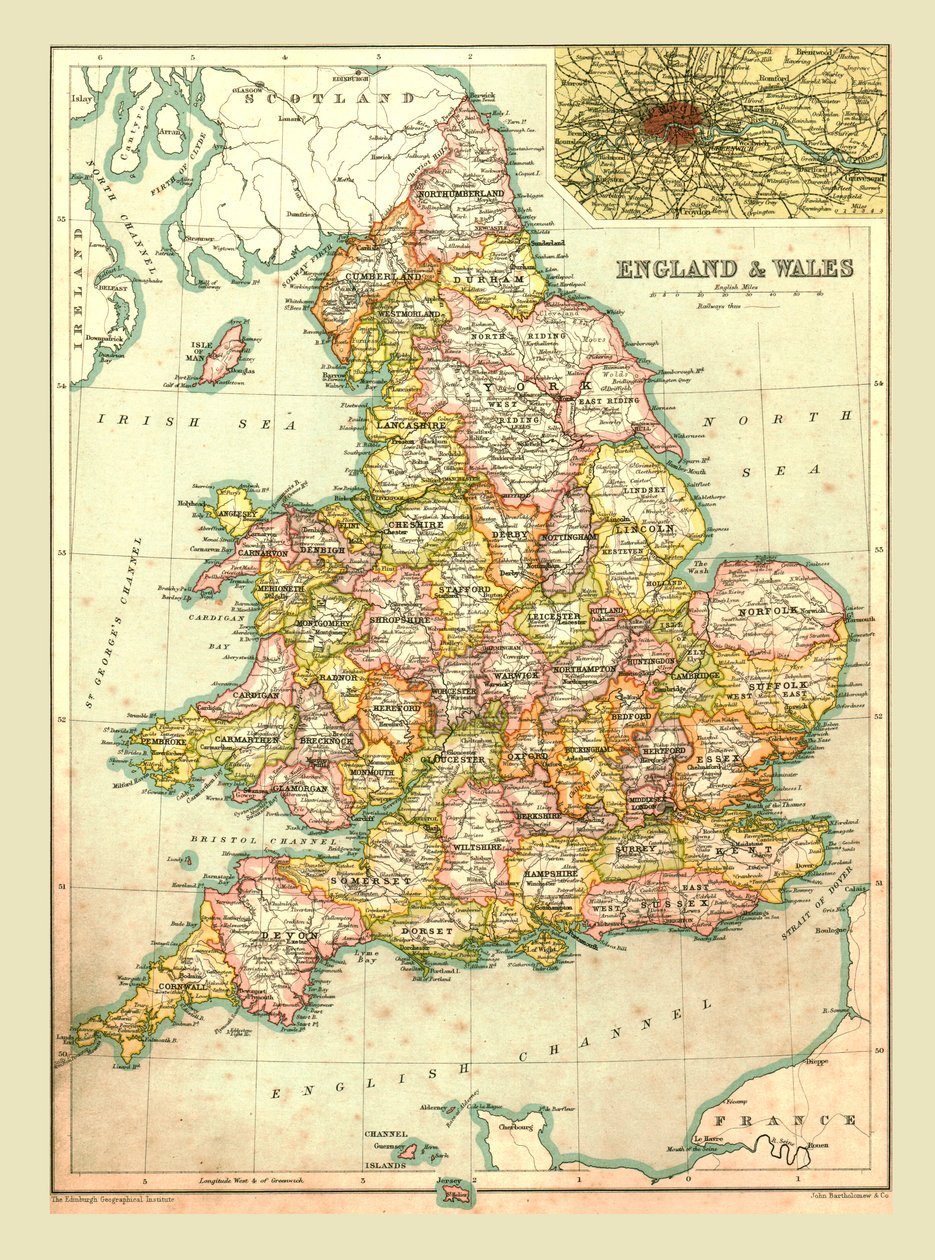 Englannin ja Walesin kartta, 1902. tekijältä Unbekannt