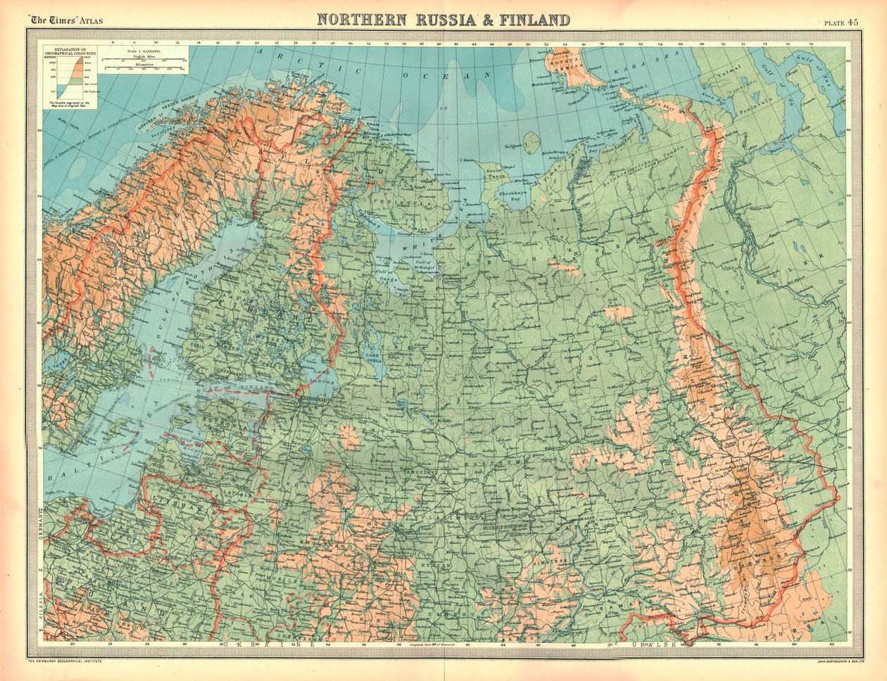 Pohjois-Venäjän ja Suomen kartta tekijältä Unbekannt