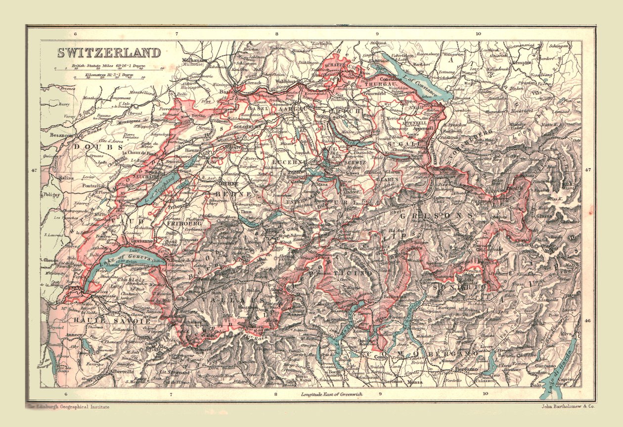 Sveitsin kartta, 1902. tekijältä Unbekannt