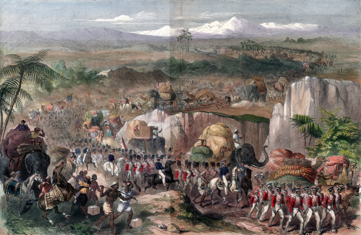 Joukkojen marssi Intiassa, 1848 tekijältä Unbekannt