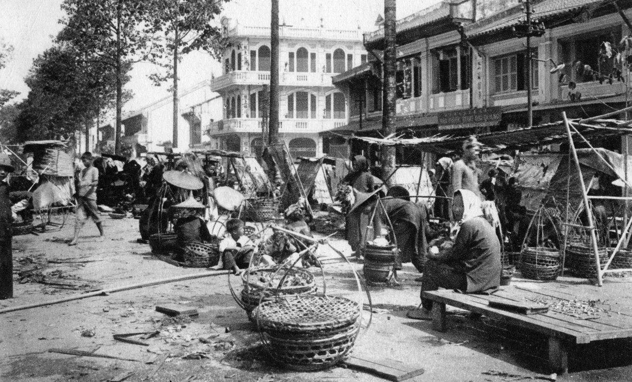 Market, Cholon, Saigon, Vietnam, 1900-luku tekijältä Unbekannt