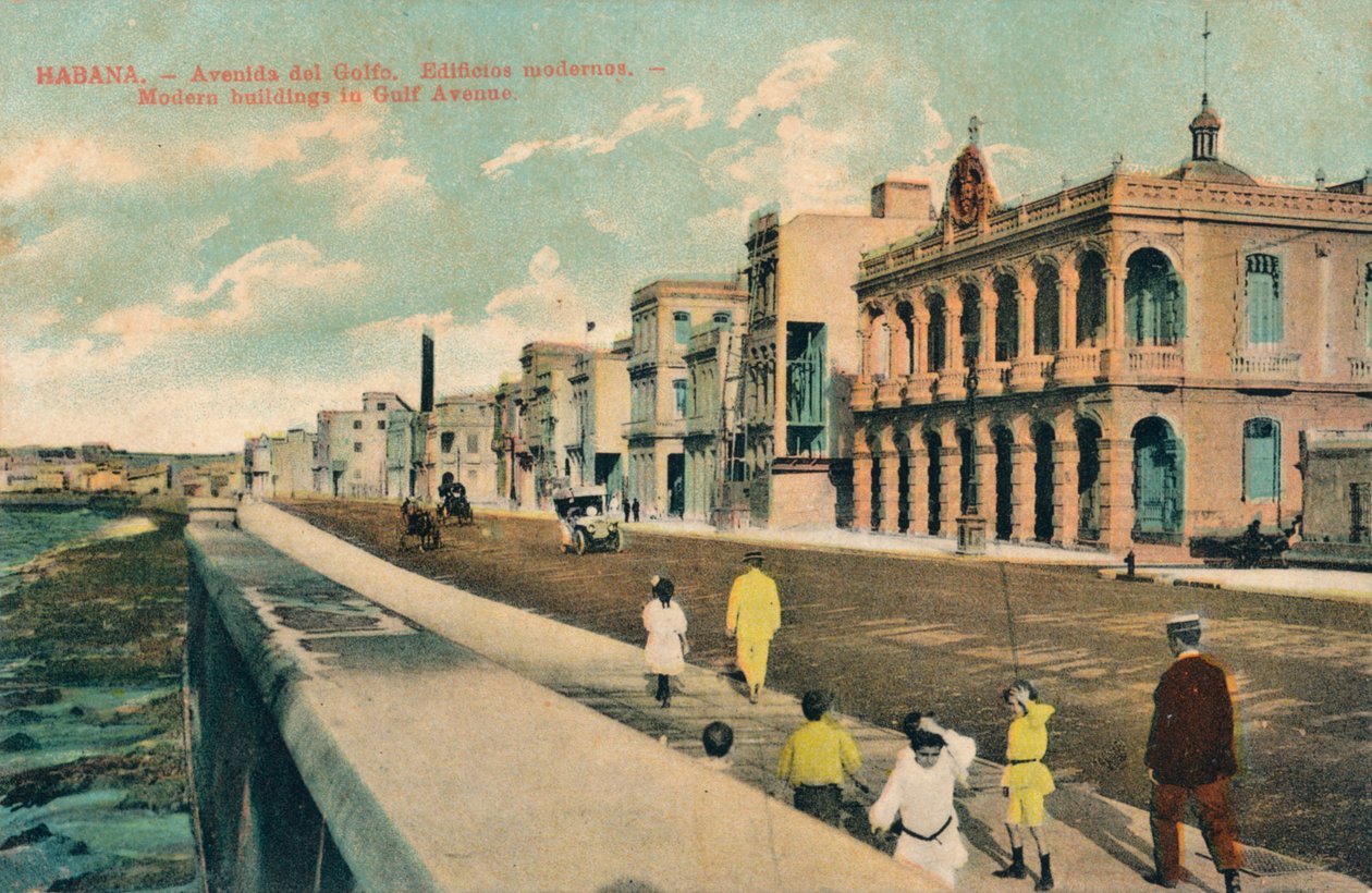 Moderneja rakennuksia Gulf Avenuella, Havannassa, Kuubassa, vuodelta 1910 tekijältä Unbekannt