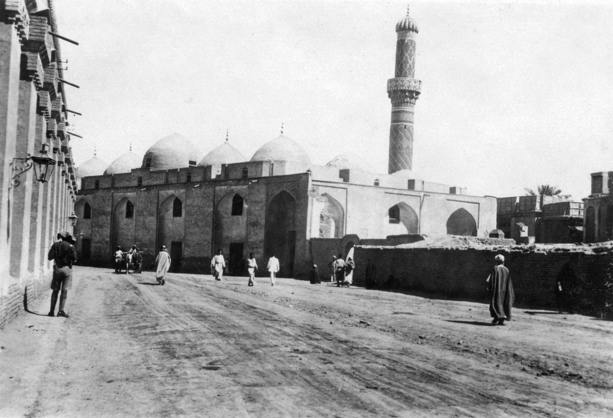 Moskeija River Streetillä, Bagdad, Mesopotamia, ensimmäinen maailmansota, 1918 tekijältä Unbekannt