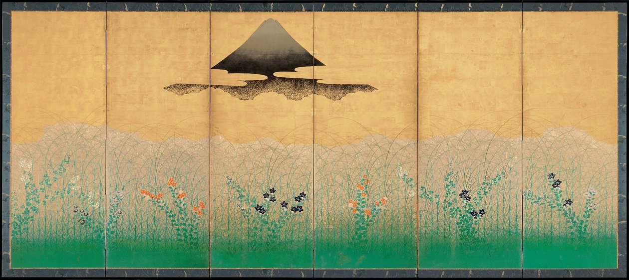 Fuji-vuori ja kuu, noin 1760 tekijältä Unbekannt