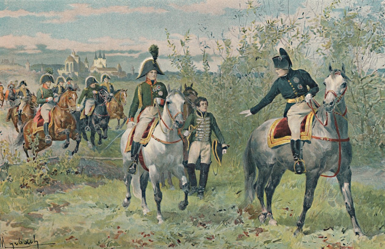 Napoleon ja Aleksanteri Erfurtissa, 1808, 1896. tekijältä Unbekannt