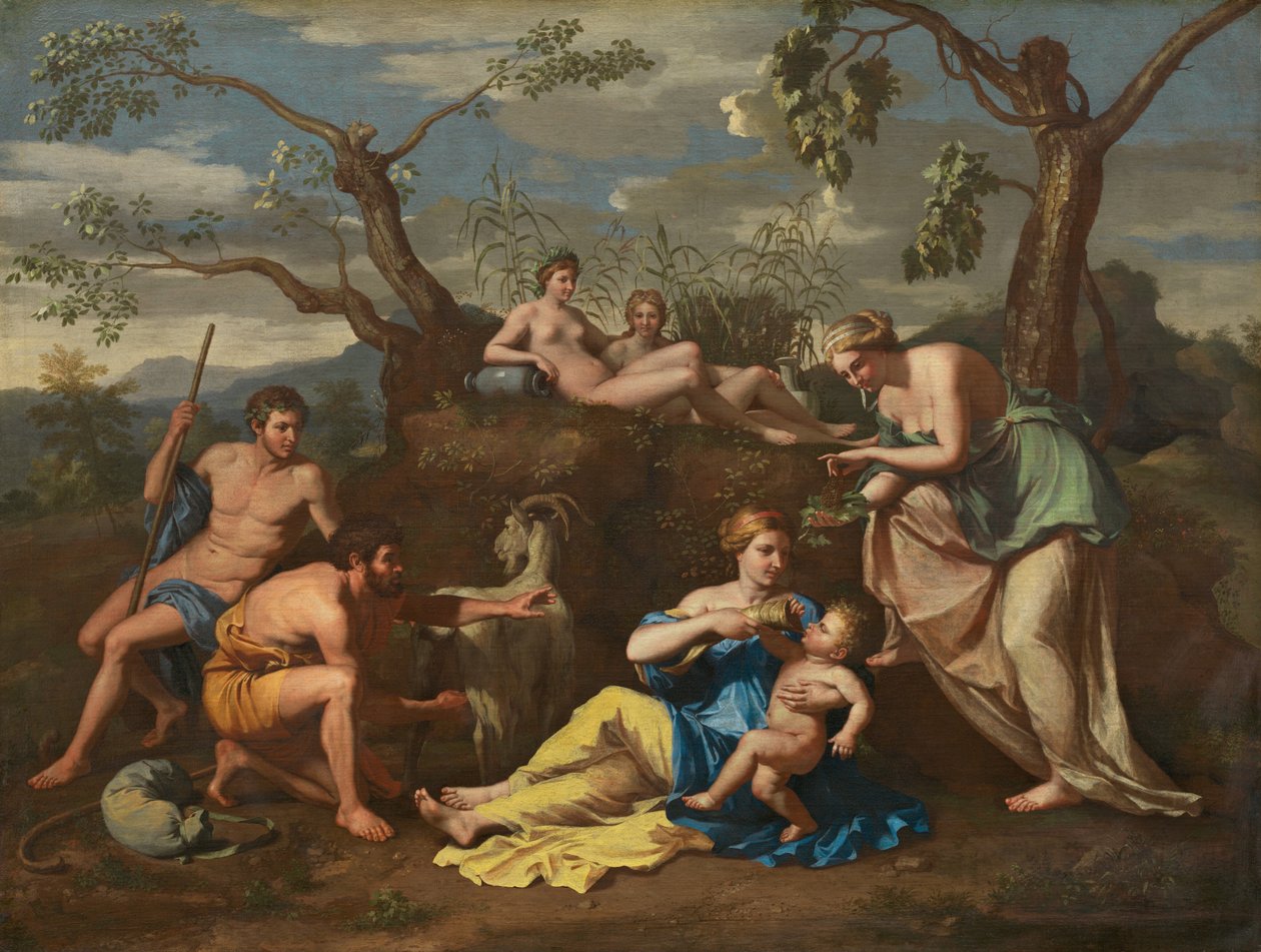 Nymfit ruokkivat lasta Jupiter, n. 1650. tekijältä Unbekannt