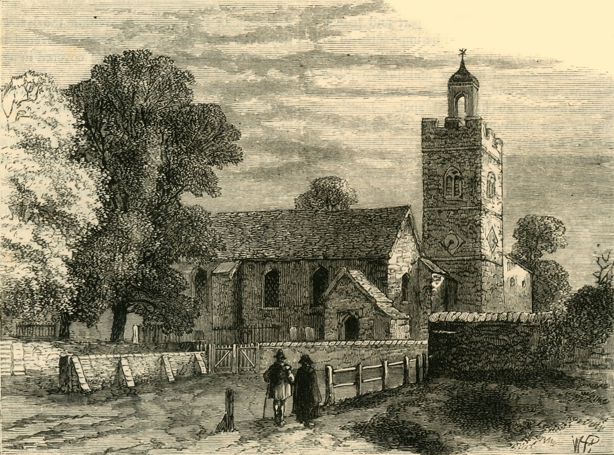 Vanha Camberwellin kirkko vuonna 1750, n. 1878. tekijältä Unbekannt