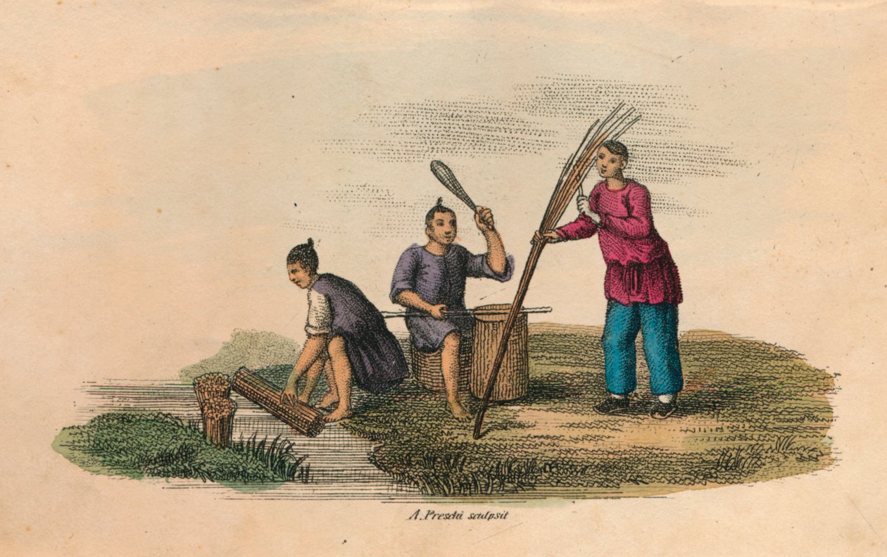Paperinvalmistus Kiinassa, AD 105, c1850 tekijältä Unbekannt