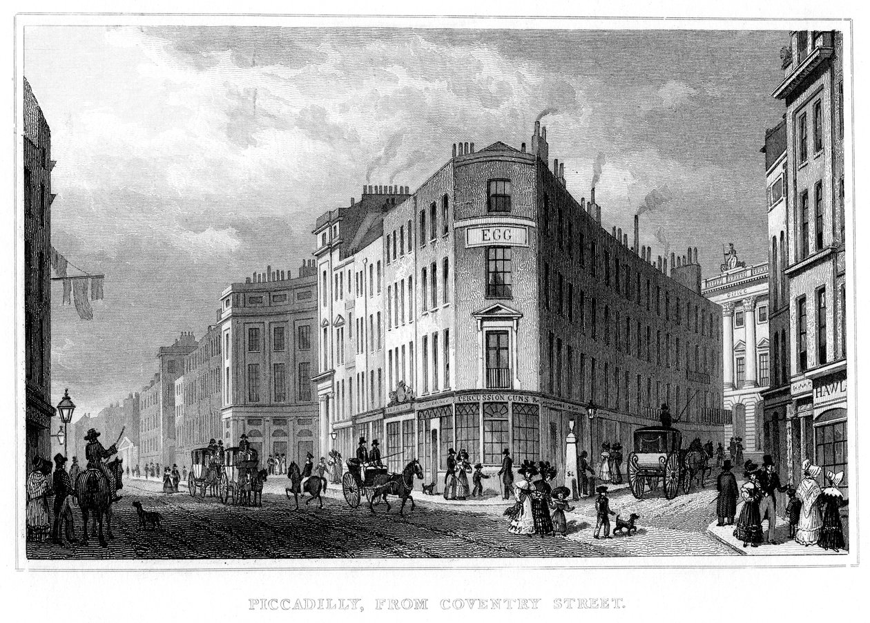 Piccadilly, Coventry Street, Westminster, Lontoo, 1800-luku tekijältä Unbekannt
