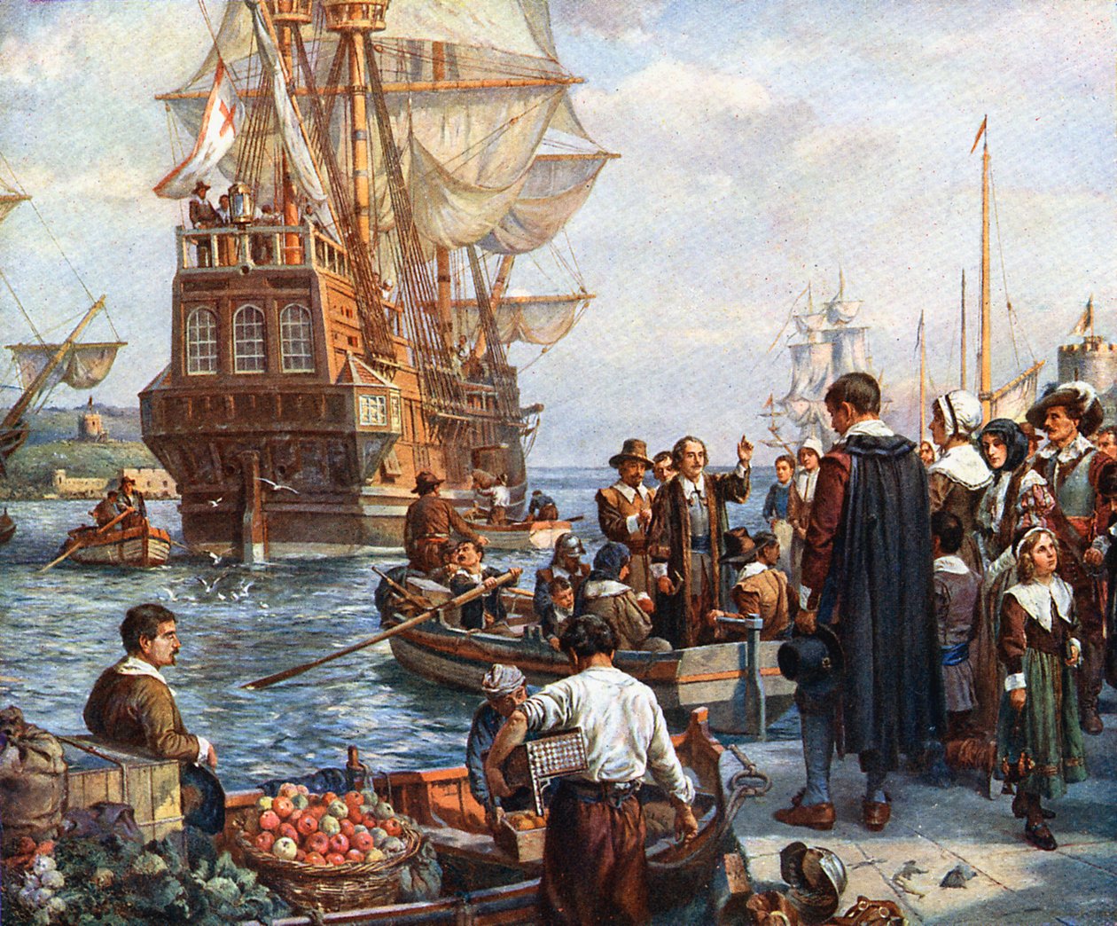 Pilgrim Fathers nousemassa Mayfloweriin tekijältä Unbekannt