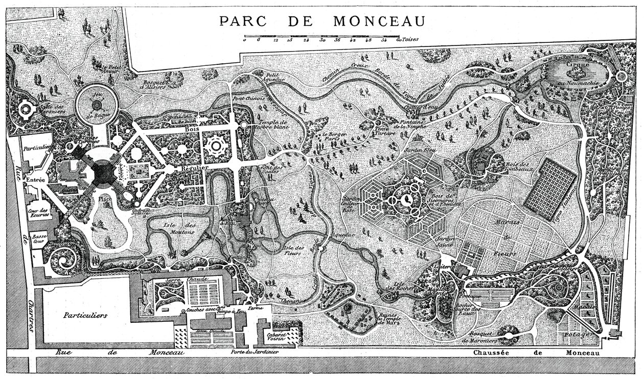 Monceau Parkin suunnitelma, Pariisi, 1778, 1885 tekijältä Unbekannt