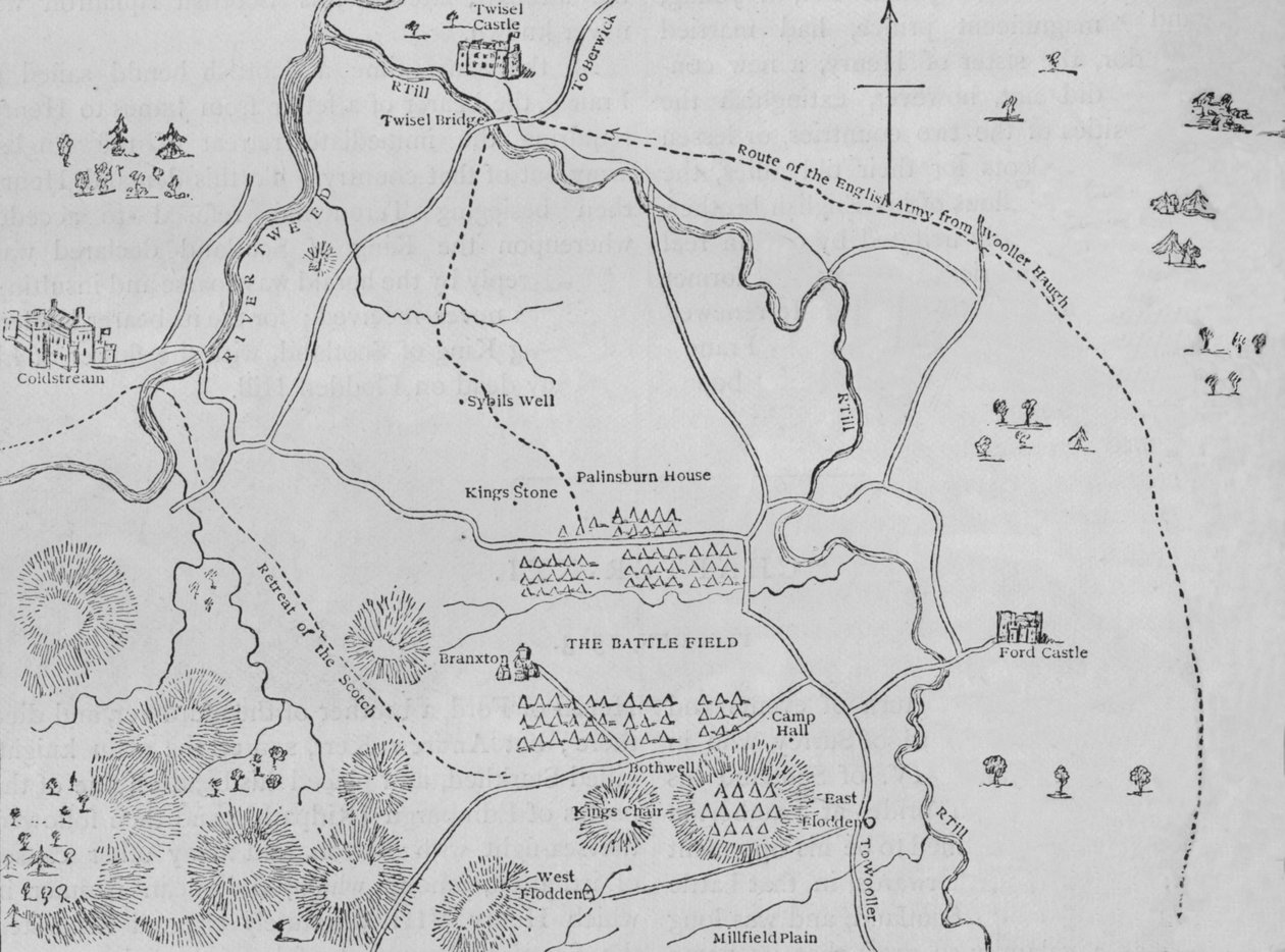Flodden Fieldin suunnitelma, 9. syyskuuta 1513, c1880 tekijältä Unbekannt