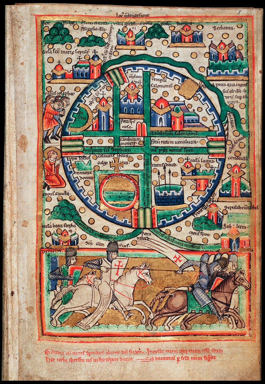 Jerusalemin suunnitelma. Psalterin katkelma, noin 1200 tekijältä Unbekannt