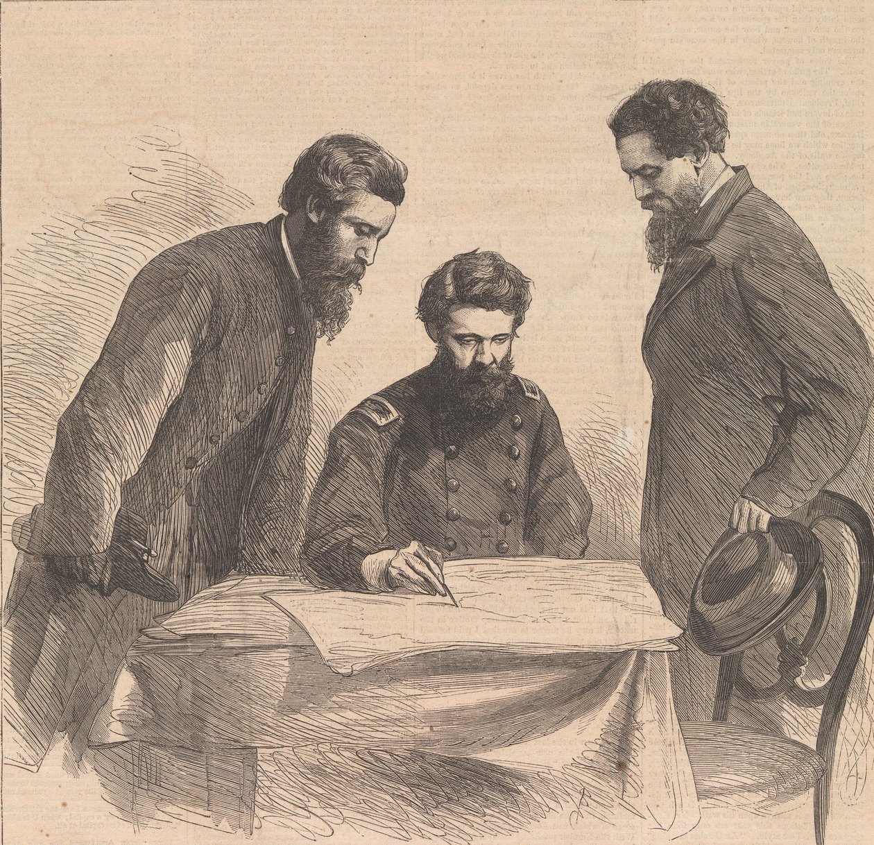 Suunnittelee Boothin ja Haroldin vangitsemista, 1865. tekijältä Unbekannt