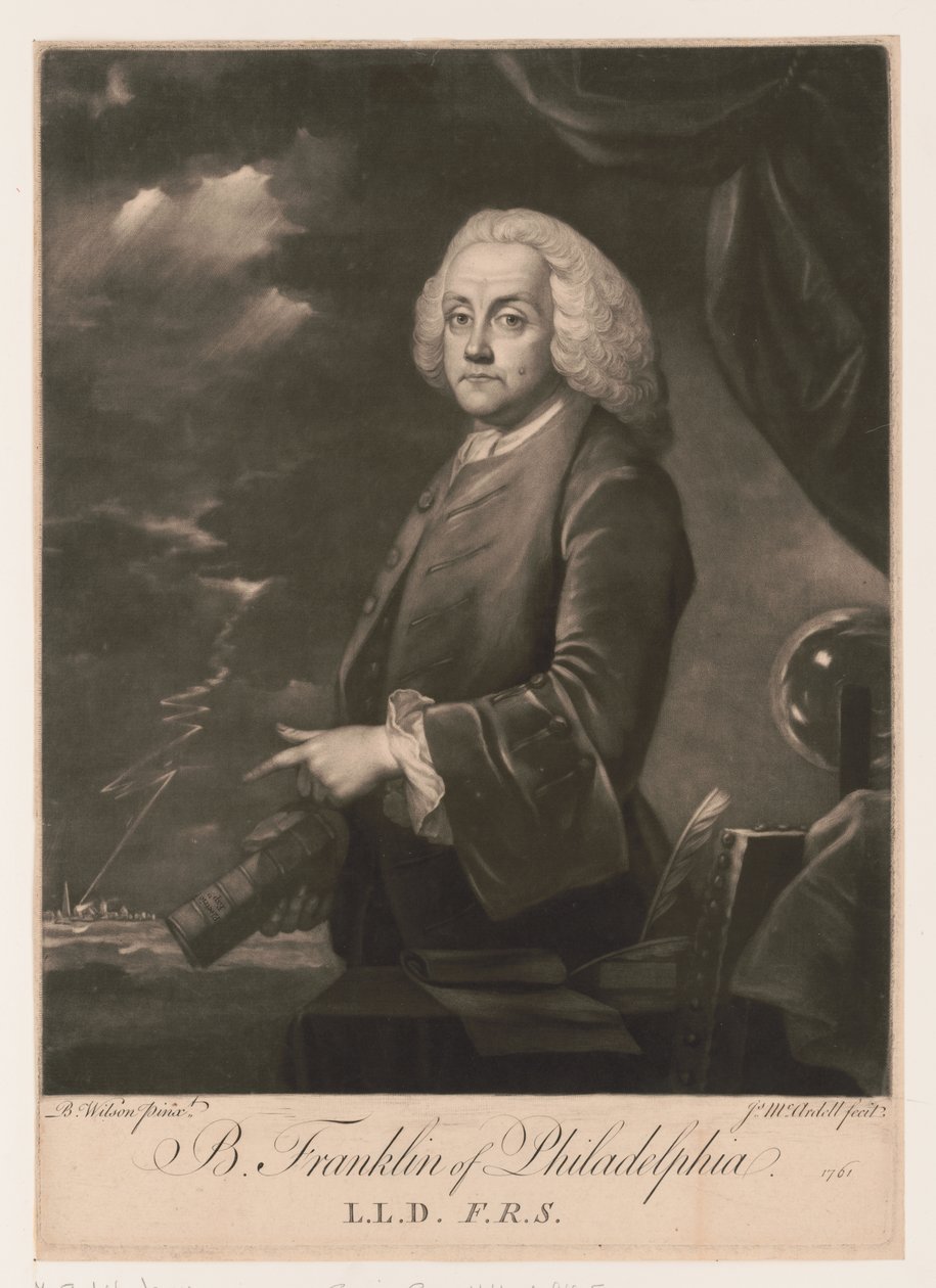 Benjamin Franklinin (1706-1790) muotokuva tekijältä Unbekannt