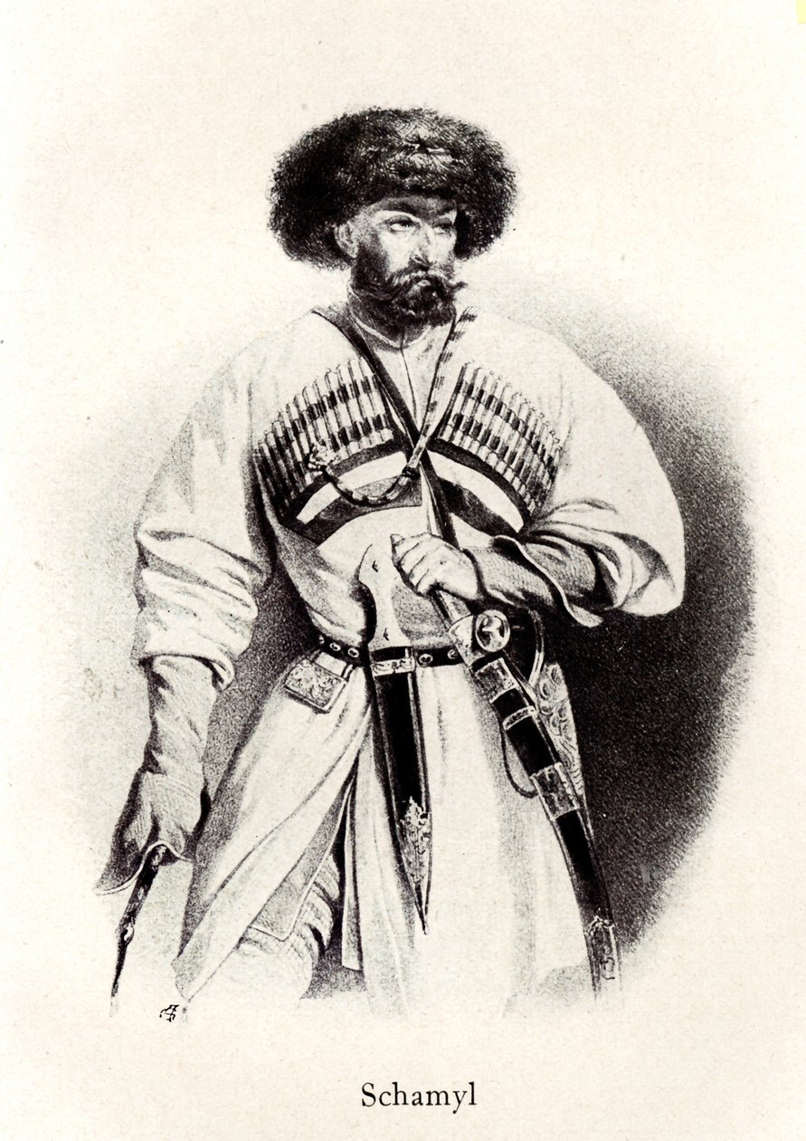 Imaami Shamilin muotokuva 1799-1871, 1800-luku tekijältä Unbekannt