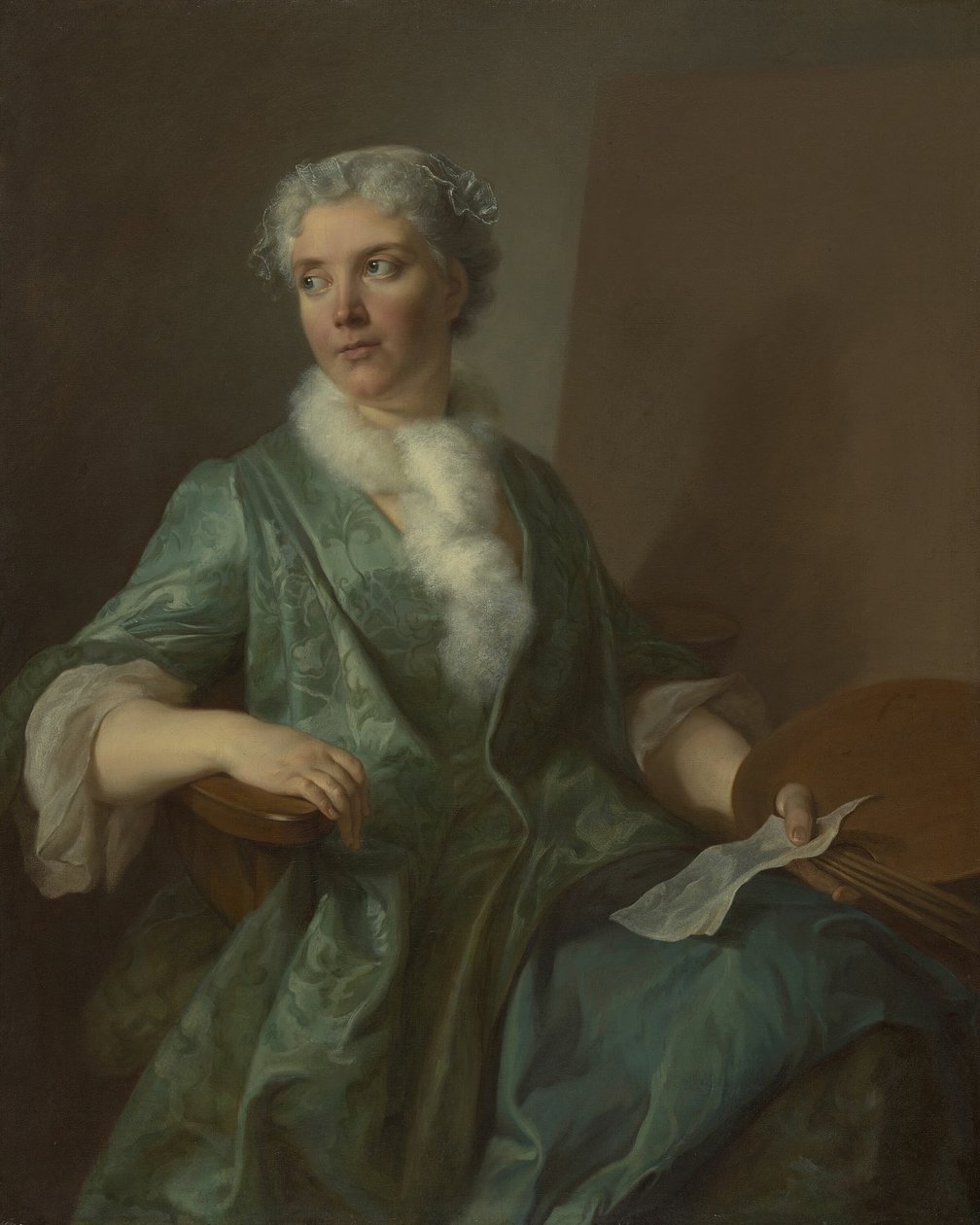 Naisen muotokuva taiteilija, n. 1735. tekijältä Unbekannt