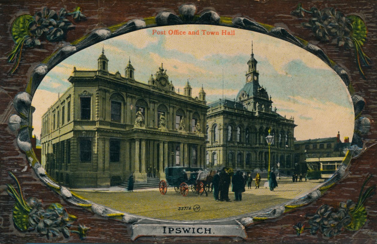 Posti ja kaupungintalo, Ipswich, Suffolk, c1905 tekijältä Unbekannt