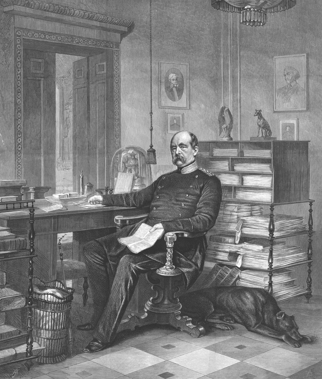 Prinssi Bismarck työhuoneessaan, 1875 tekijältä Unbekannt