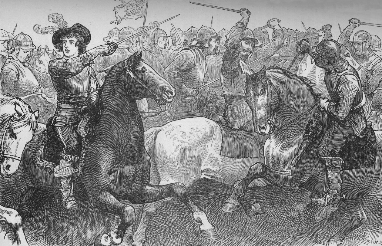 Prinssi Rupert Edgehillissä, 23. lokakuuta 1642, n. 1880 tekijältä Unbekannt