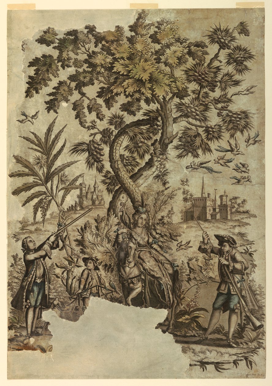 Printti, lintujen metsästys, 1730–50 tekijältä Unbekannt