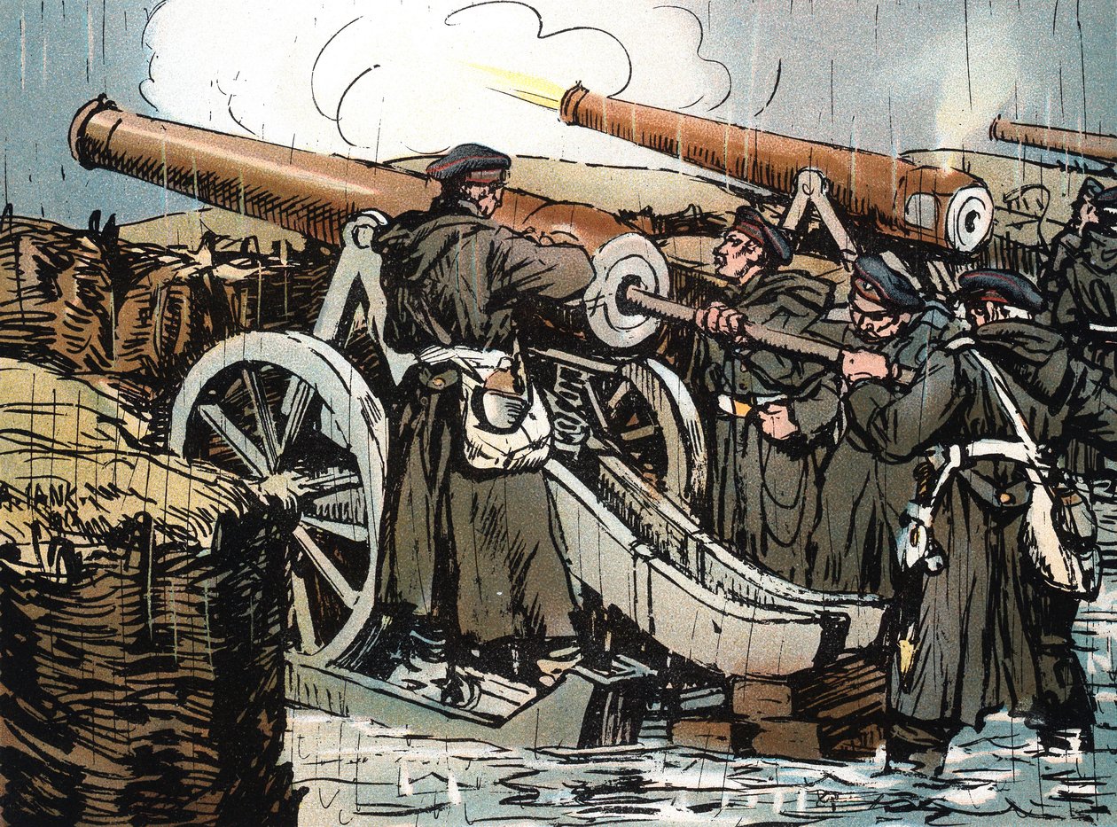 Preussin tykistön patteri toiminnassa, Ranskan ja Preussin sota, 1870-1871 tekijältä Unbekannt