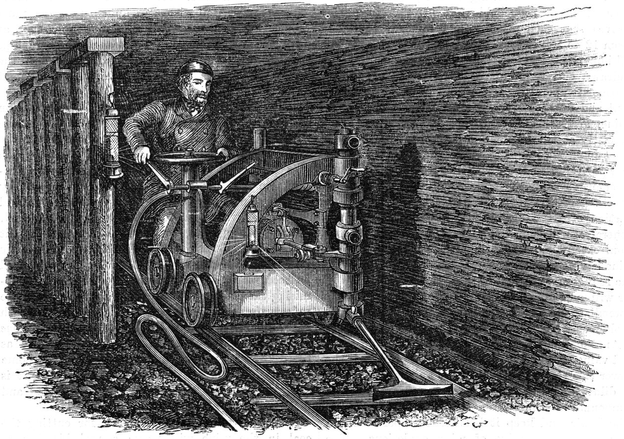 Kiskoon asennettu hiilenleikkuukone, 1864 tekijältä Unbekannt
