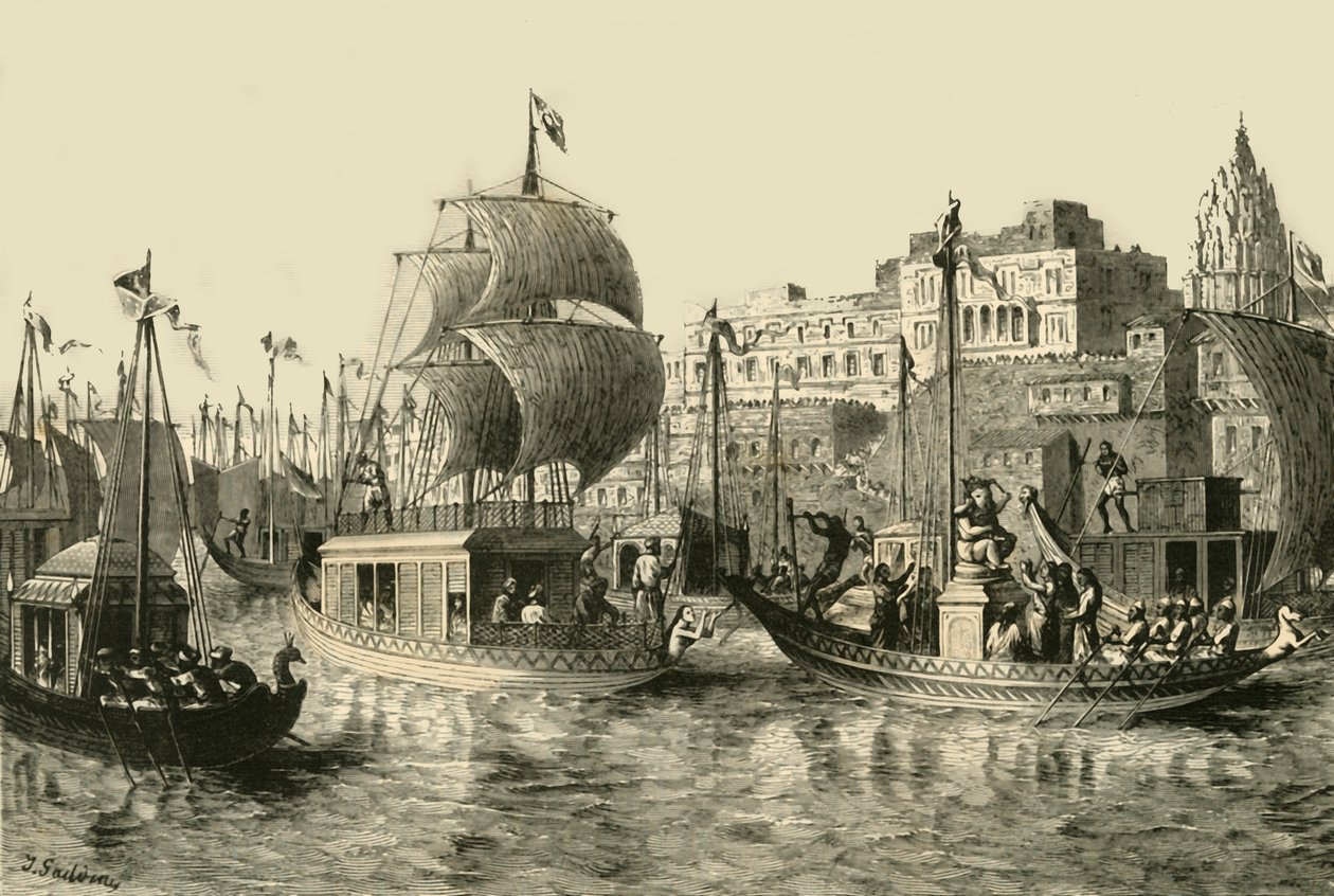 Uskonnollinen festivaali Benaresissa, 1890. tekijältä Unbekannt