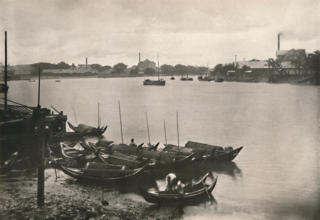 Riisimyllyt Poozoondoung Creekin varrella, Rangoon, 1900. tekijältä Unbekannt