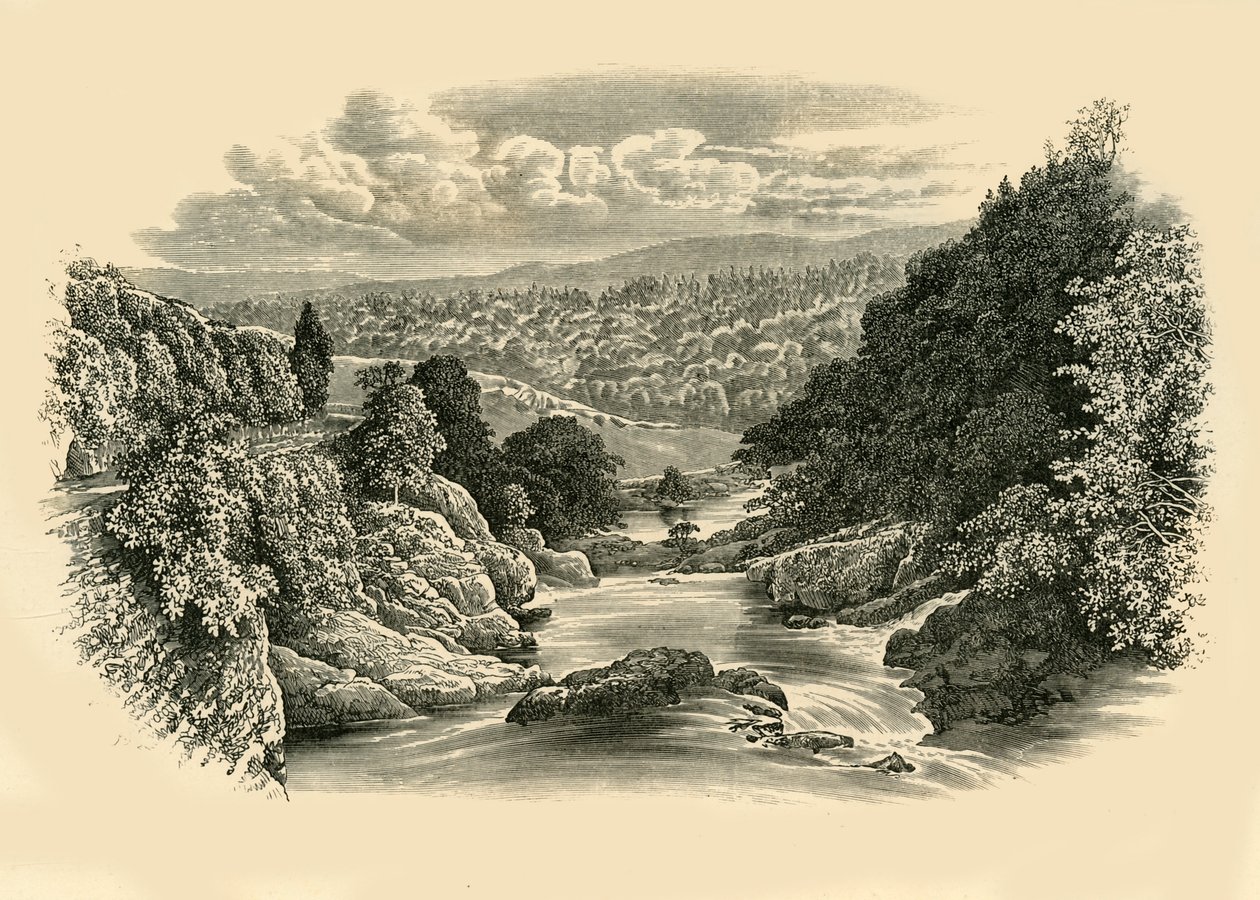 River Scene Pont-Y-Cyffingissä, 1890. tekijältä Unbekannt