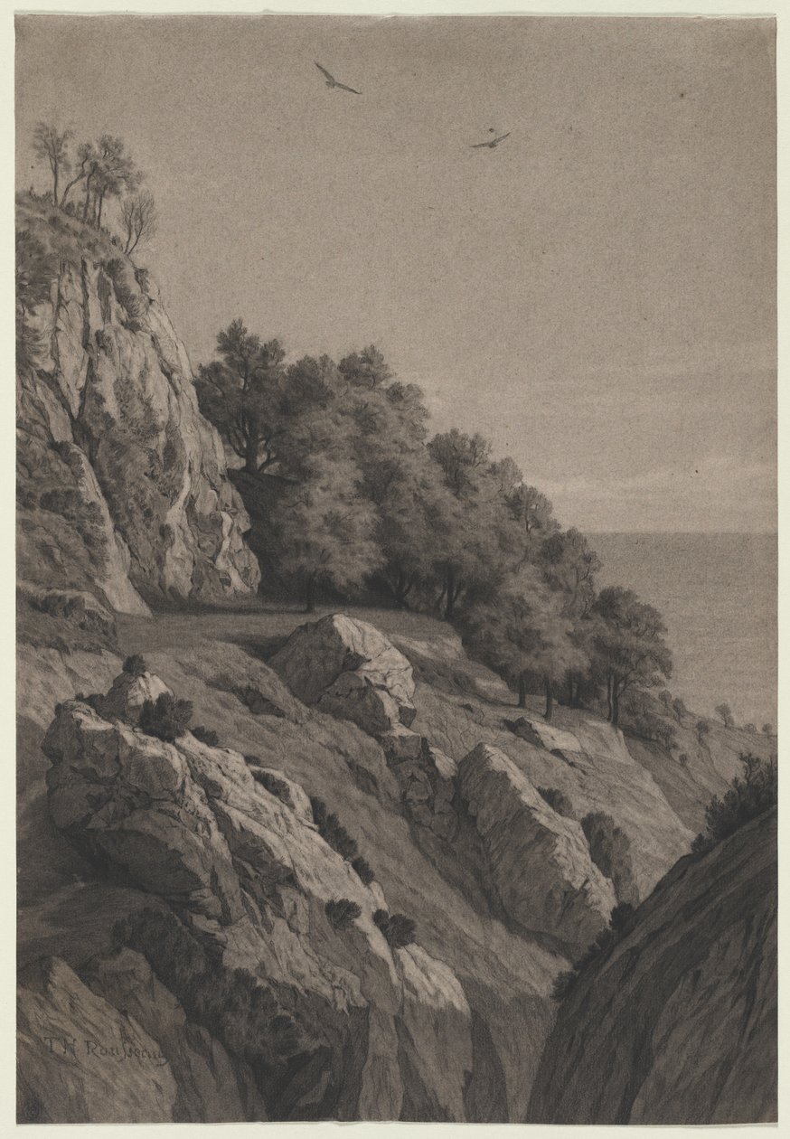 Rocky Cliff on a Coast, c. 1850-1860. tekijältä Unbekannt