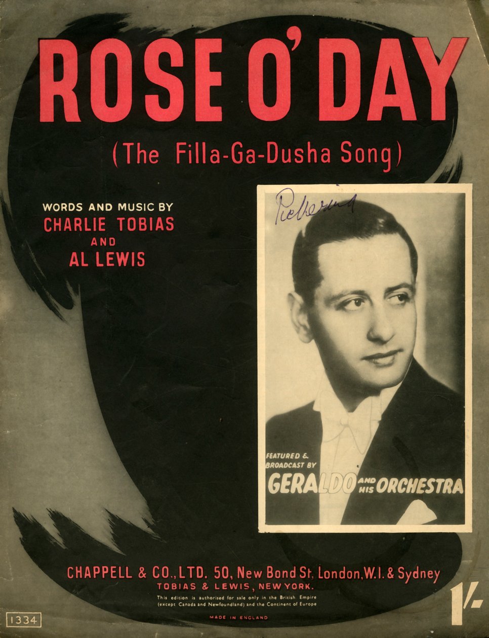 Rose ODay Filla-Ga-Dushan laulu, 1941. tekijältä Unbekannt