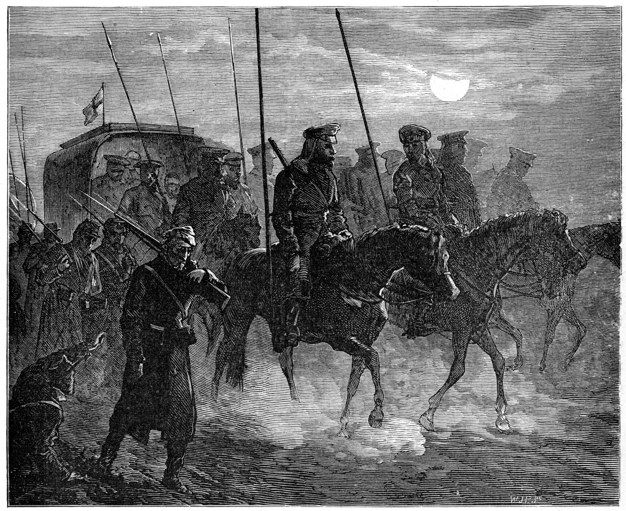 Venäläiset haavoittuneet lähtevät Plevnasta, Venäjän ja Turkin sota, 1877-1878, 1900 tekijältä Unbekannt