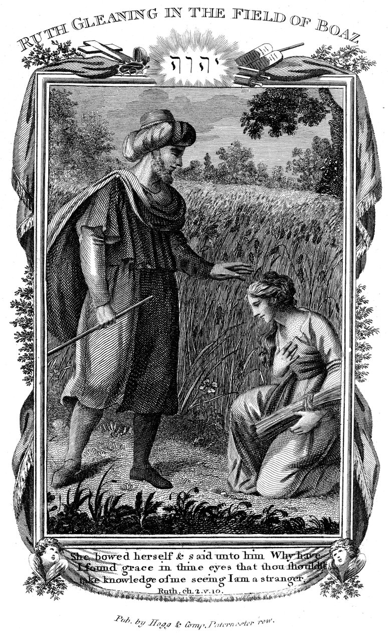 Ruth poimimassa Boasin pellolla, 1804 tekijältä Unbekannt