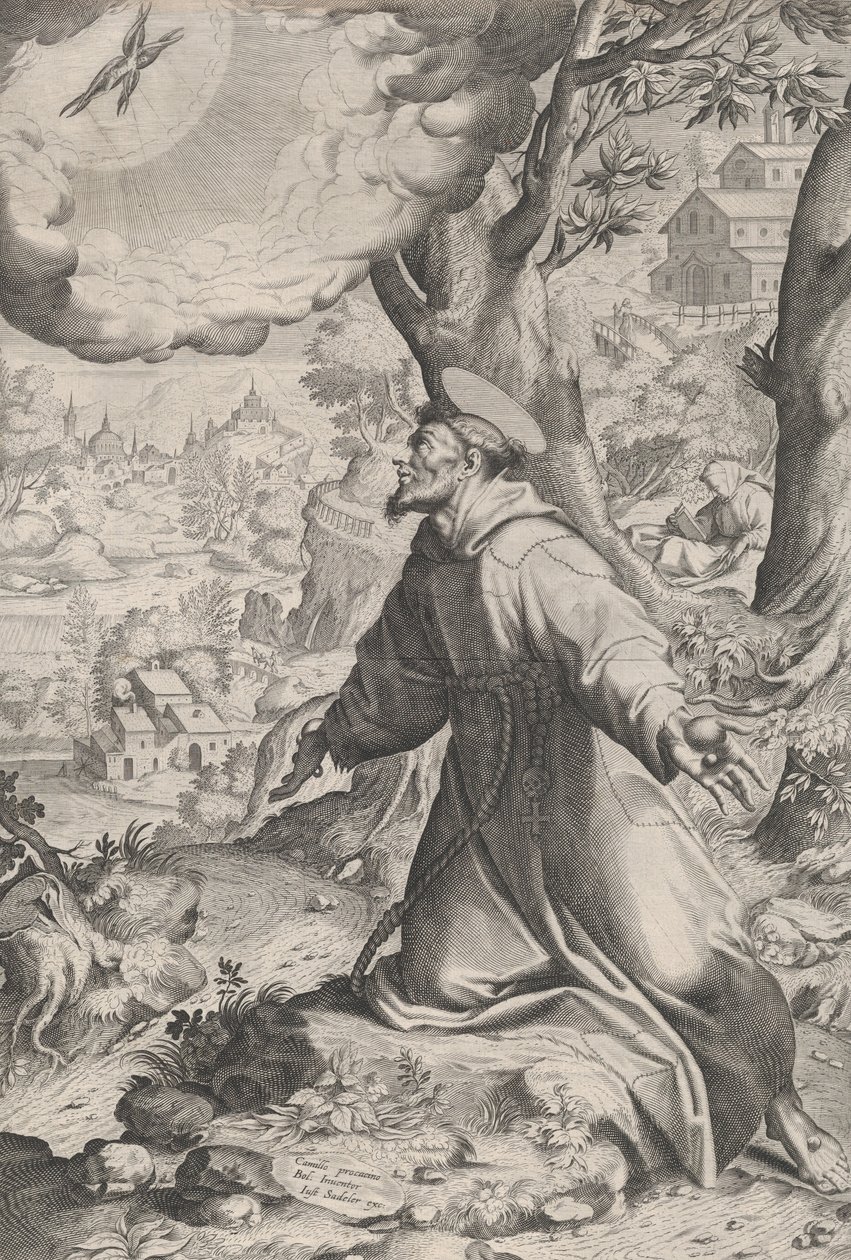 Pyhä Franciscus vastaanottamassa stigmat, 1590-1620. tekijältä Unbekannt