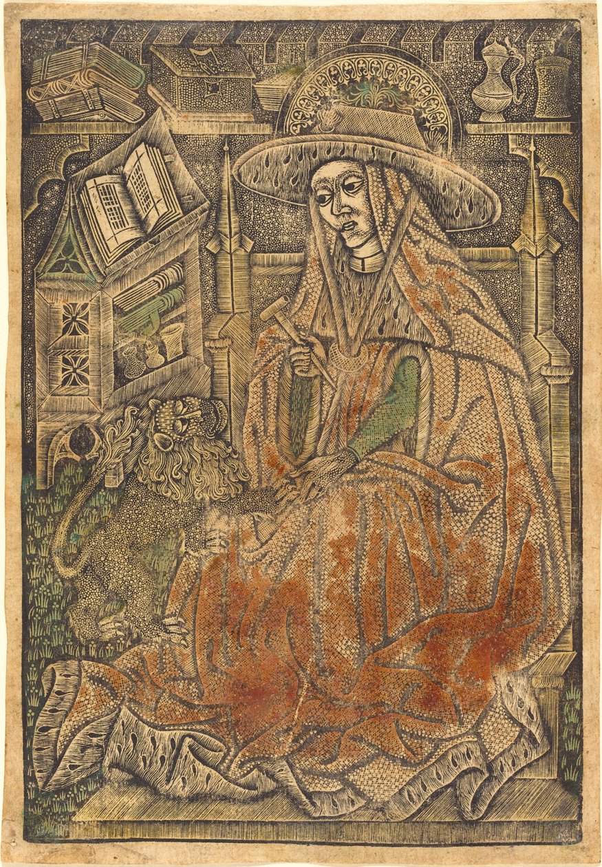 Pyhä Hieronymus tutkimuksessaan, 14601470. tekijältä Unbekannt