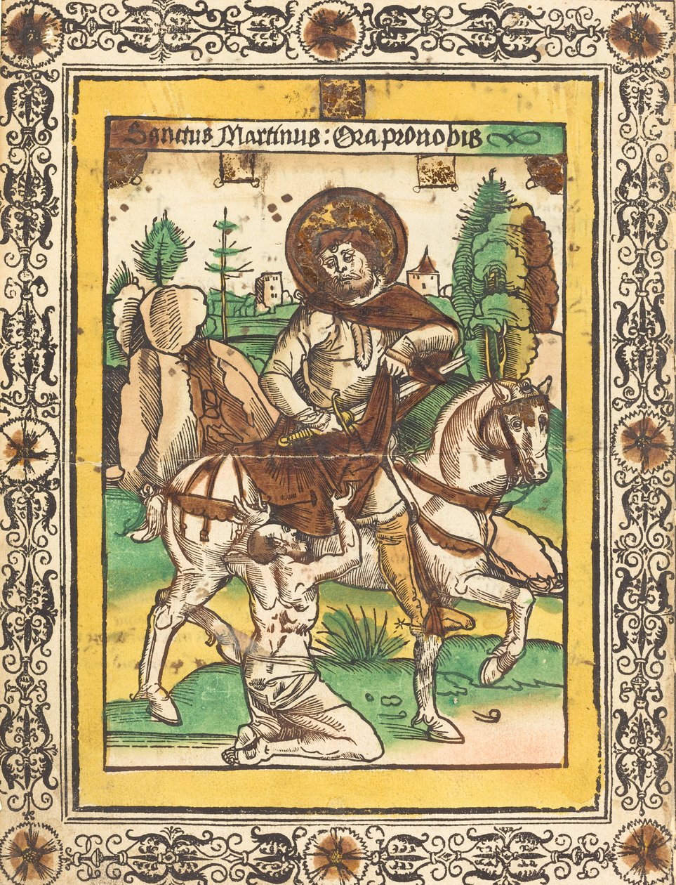 Pyhä Martinus ja kerjäläinen, n. 1490. tekijältä Unbekannt