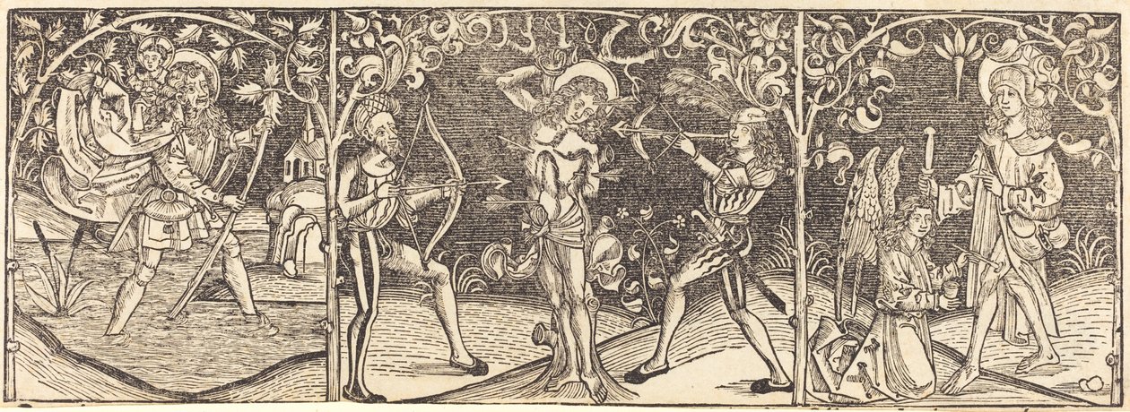 Pyhät Christopher, Sebastian ja Roche, n. 1495. tekijältä Unbekannt