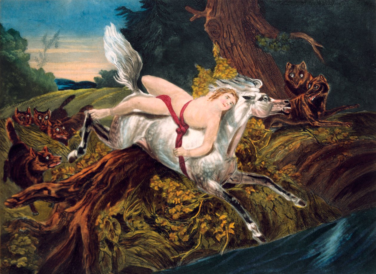 Kohtaus Byronin runosta Mazeppa, v. 1820. tekijältä Unbekannt