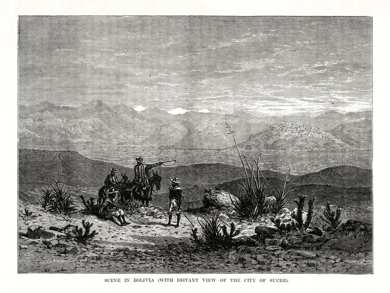 Kohtaus Boliviassa, 1877 tekijältä Unbekannt