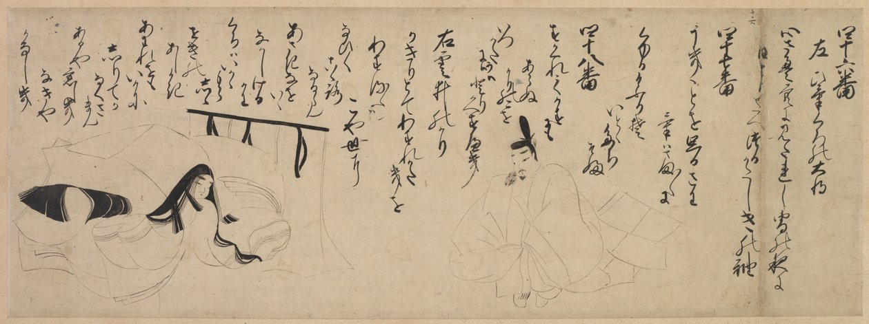 Osio tarinasta Tale of Genji Handscroll, 1400-luku. tekijältä Unbekannt