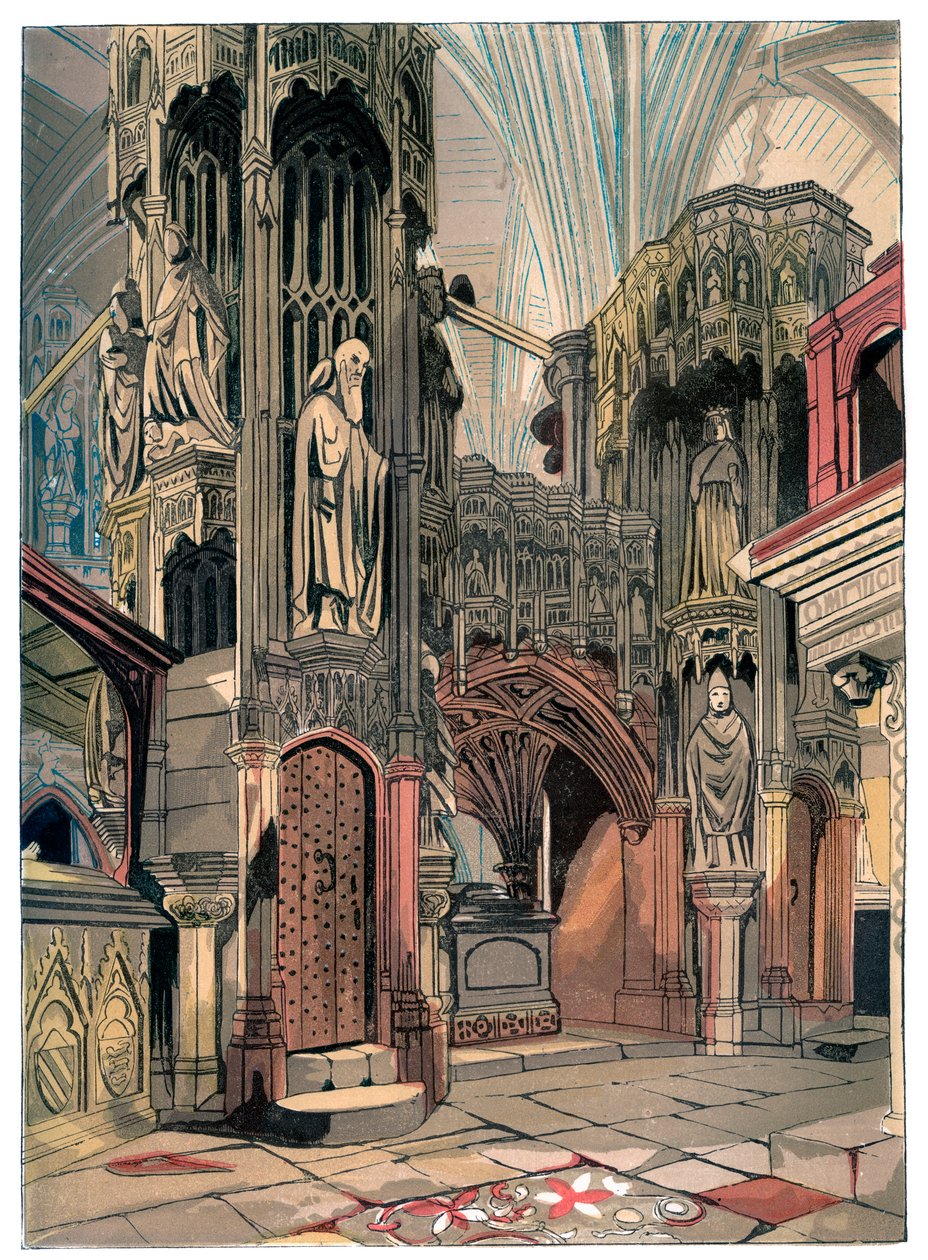 Henry V:n pyhäkkö, Westminster Abbey, Lontoo, n. 1850 tekijältä Unbekannt
