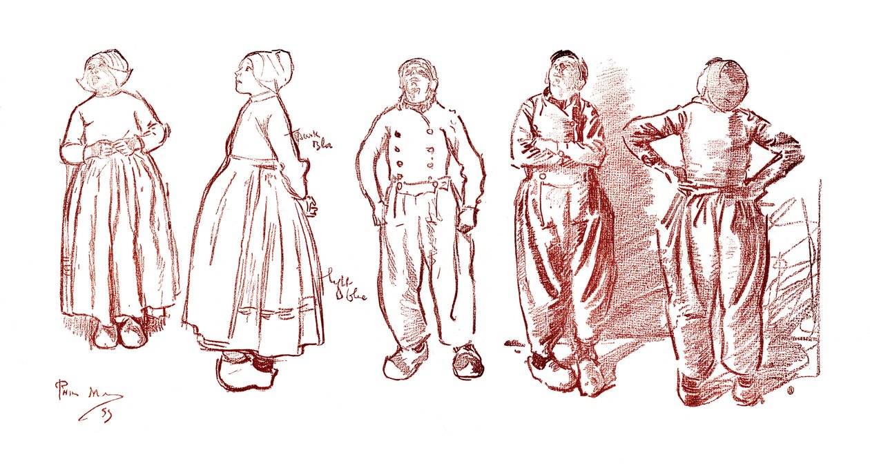 Luonnokset Volendamissa, Hollannissa, 1900 tekijältä Unbekannt