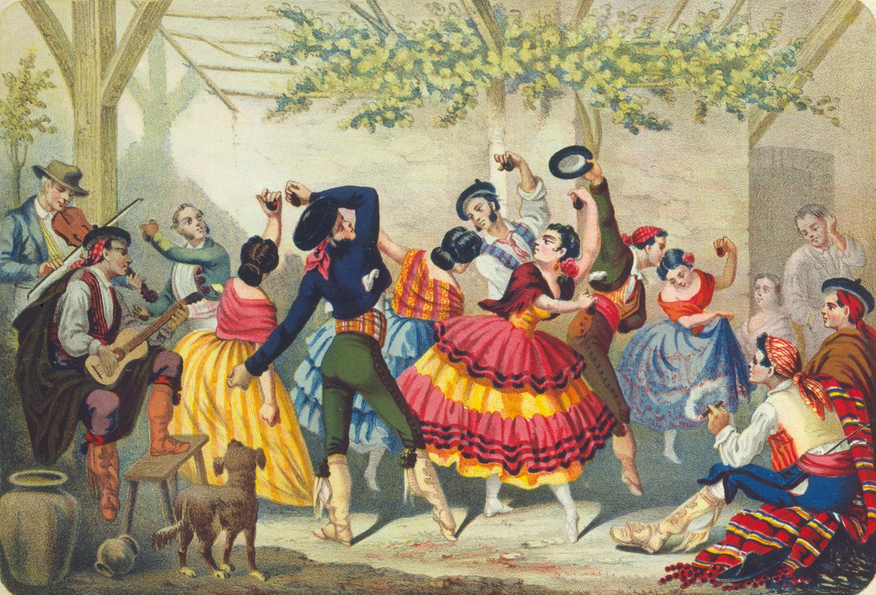 Espanjalaiset tanssijat, 1800-luvun puoliväli tekijältä Unbekannt